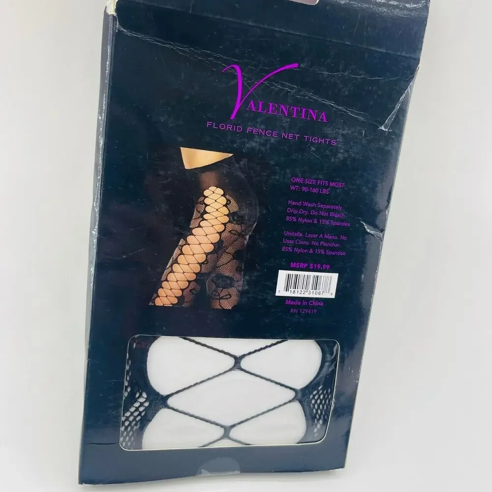 Valentina Sexy Mesh Stocking Florid Fence Net Tights Criss Cross LaceUp SexySide